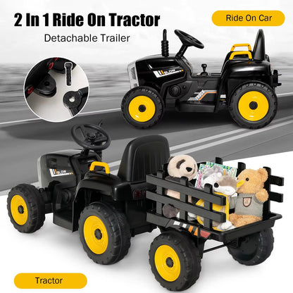 Kids Electric Ride-On Tractor With Detachable Trailer